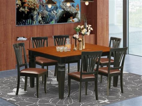 East West Furniture Weston 7 Piece Wood Dining Room Set In Black Cherry