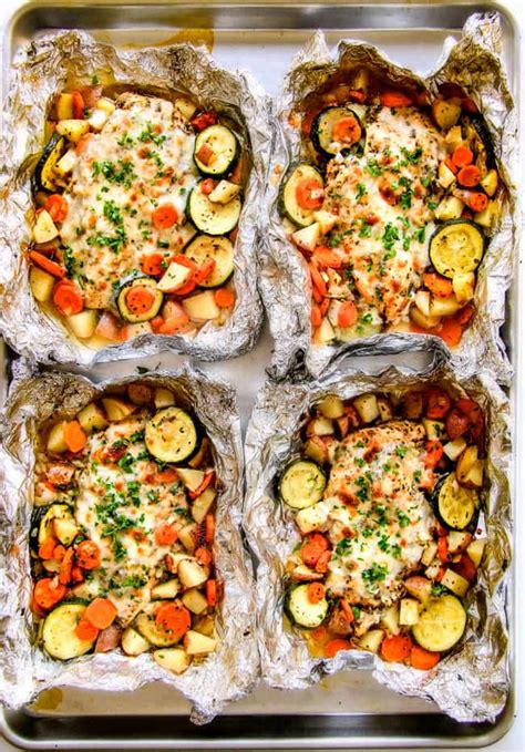 Baked Or Grilled Italian Mozzarella Chicken Foil Packets With Veggies