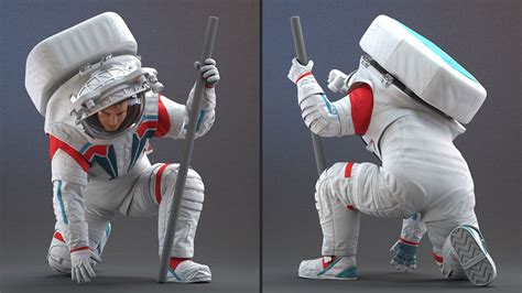 Astronauta Con Traje Espacial Futurista Aparejado Con Piel Modelo D