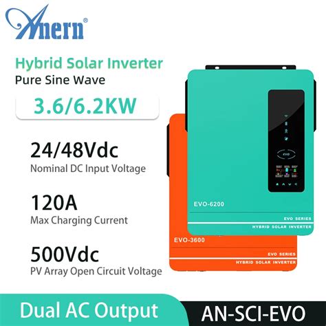 Anern 6200W 4200W 3600W Inversor Solar Híbrido Mppt 24v 48v 220VAC Max