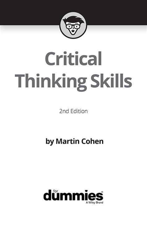 Title Page Critical Thinking Skills For Dummies 2nd Edition Book