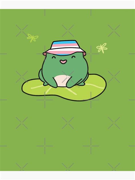 Trans Frog In Bucket Hat Pride Month Parade LGBTQ Transexual Frog Cute Gay Frog Poster By