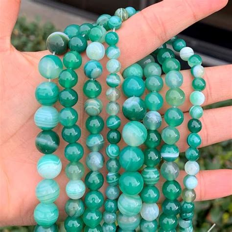 Amazon 1 Strand Adabele Natural Banded Green Agate Healing