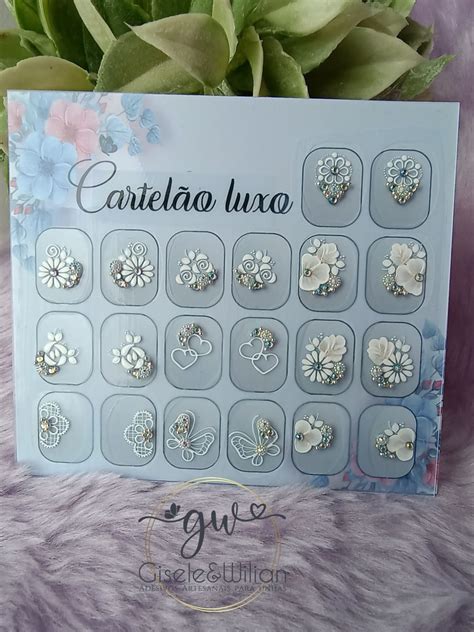 Adesivos artesanais para unhas cartelão 10 pares LUXO Elo7