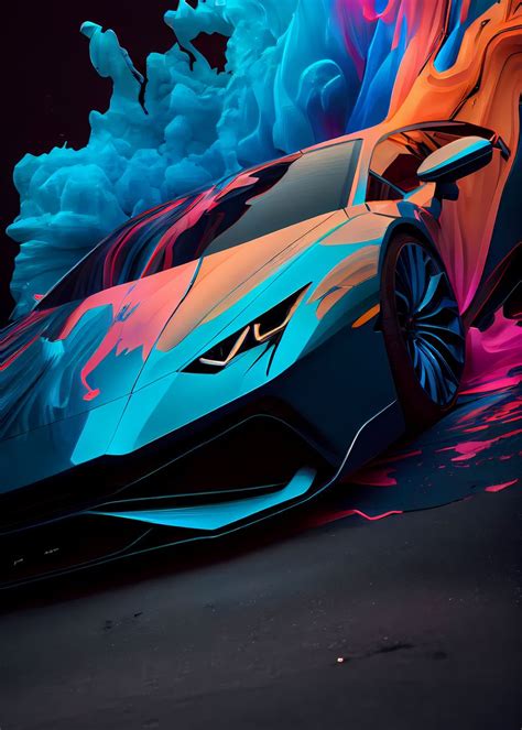 Lamborghini Huracan Neon Poster By Goodlifeimages Displate