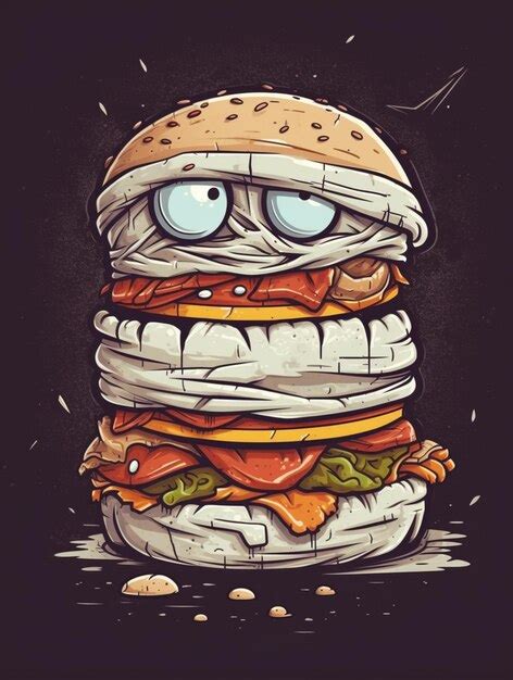 Premium AI Image | a close up of a cartoon sandwich with eyes and a ...