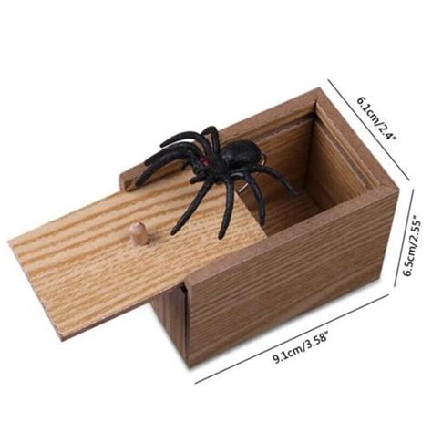 Spider In A Box Prank Wooden Scare Boxes Toys Trick Scary Halloween