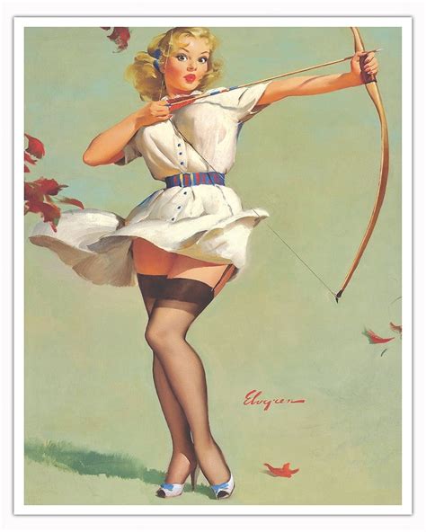 Aiming High Vintage Pin Up Girl Print By Gil Elvgren C Fine