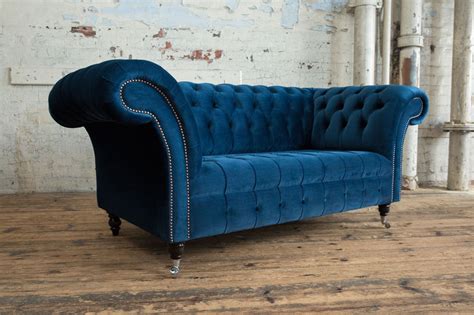 Navy Blue Velvet Chesterfield Sofa Cabinets Matttroy