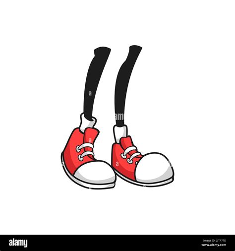 Funny Human Legs In Red Shoes Boots With White Toe Isolated Vector