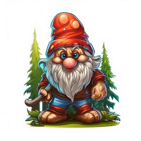 Premium Photo Cartoon Gnome With A Beard And A Red Hat Standing In