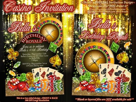 Casino Night Invitations, Casino Birthday Party Invitations