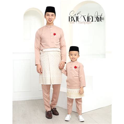 MOFF Baju Melayu Slim Fit Sakura Slimfit In Nude Champagne Raya