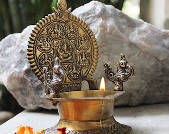 Buy Pure Brass Ethnic Carved Ashtalakshmi Vilakku Brass Diya Lamp