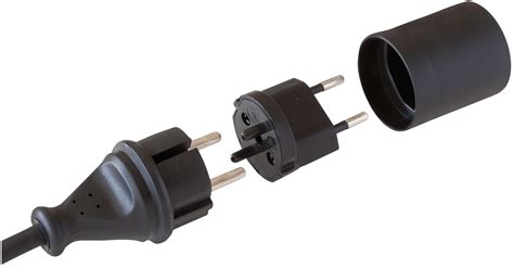 Adapter Fix Black DE To CH 230V 2 Pin T11 To Schuko Plug With Socket