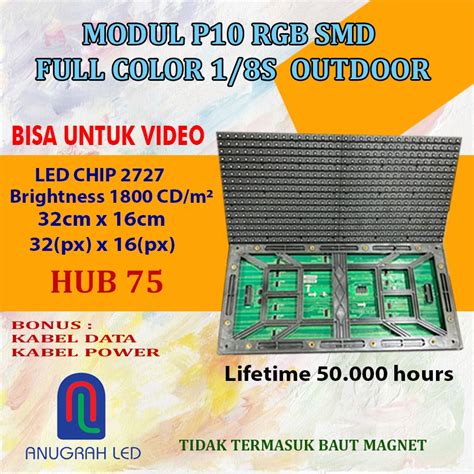 Jual MODUL P10 RGB SMD FULL COLOR 1 8 SCAN OUT DOOR PANEL LED PRODUK