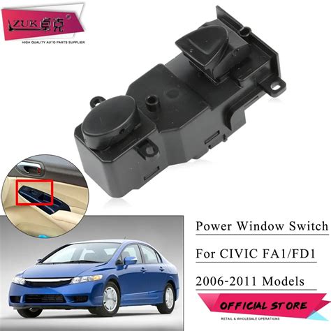 Zuk High Quality 5pin Front Passenger Side Power Window Switch Button For Honda Civic Fa1 2006