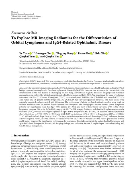 Pdf To Explore Mr Imaging Radiomics For The Differentiation Of