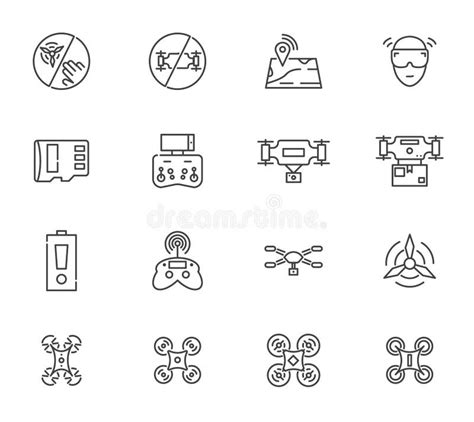 Drone Line Icon Photography Aerial Aviation Industry Outline Art Vector