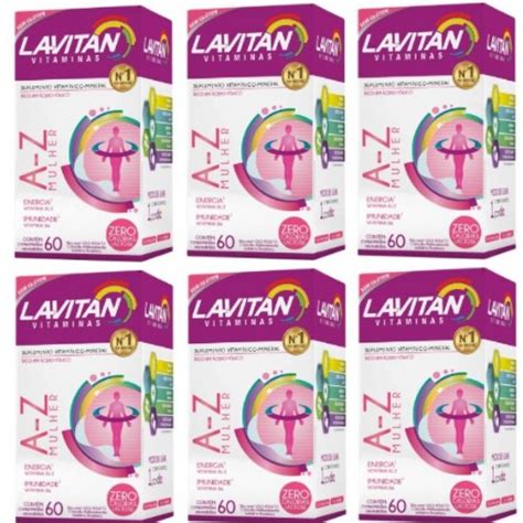 Kit 06 Lavitan AZ Mulher Cimed 60 Comprimidos Cada Caixa Total 360