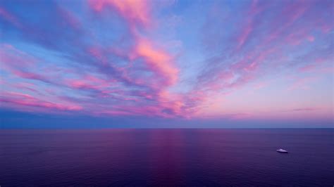 Ocean With Pink And Blue Sky During Sunset HD Pink Wallpapers | HD ...