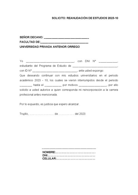 Solicitud DE Reanudacion DE Estudios 4 SOLICITO REANUDACIÓN DE