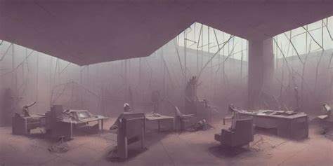 A Dystopian Office Interior With Huge Holographic Stable Diffusion