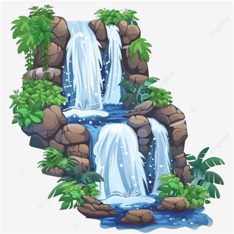 Cartoon Waterfall And Water Cascade Stream Cartoon Waterfall Water