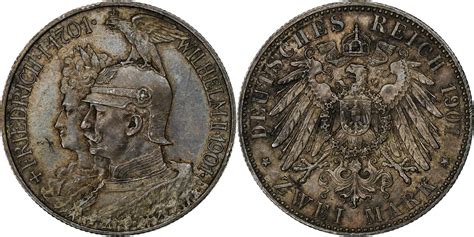 German States Prussia Wilhelm Ii Mark Berlin Silver