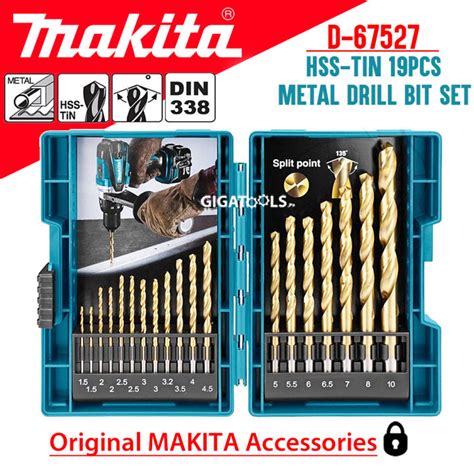 Makita D 67527 19pcs Hss Tin Metal Drill Bit Set 15 10mm Drlbst Gigatools Lazada Ph