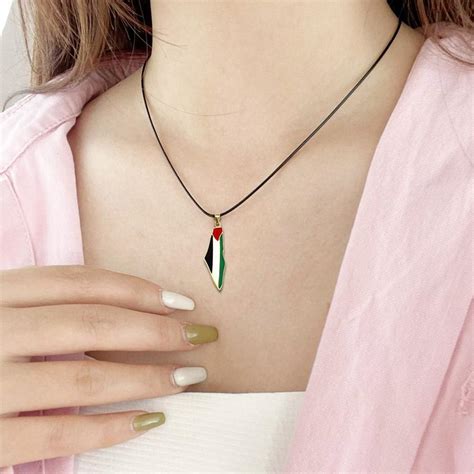 NEW Palestine Flag Maps Necklace Pendants With 50cm Chain Palestinian