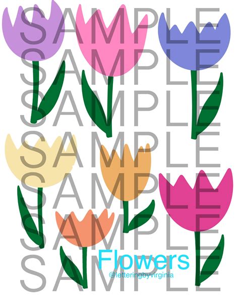 Printable Cute Tulip Flower Themed Stickers Bullet Journal Stickers