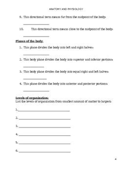 Introduction To Anatomy And Physiology Review And Answer Key Tpt