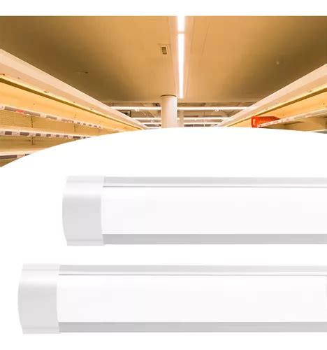 Kit 2 Luminária Tubular Sobrepor Led Linear 36w 120cm Quente Cor Branco