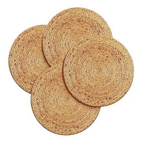 Beige Handmakers Natural Jute Braided Placemats Round Shape Size Cm