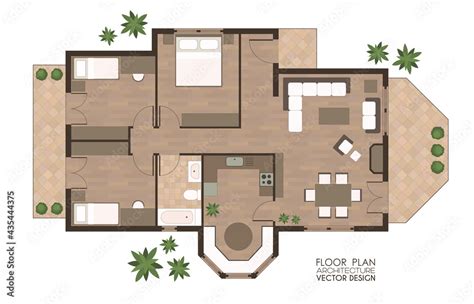 Floor plan vector, architecture residential building top view ...