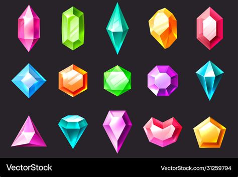 Cartoon Gem Precious Stones Colorful Jewelry Vector Image