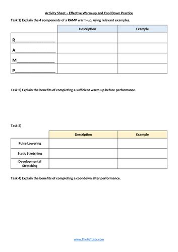 Aqa Gcse Pe Warm Ups And Cool Downs Teaching Resources