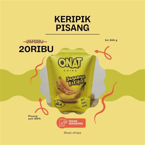 Jual Onat Chips Keripik Pisang Rasa Coklat Gram Shopee Indonesia