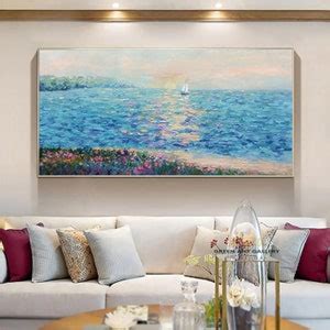 Sunrise Ocean Painting Large Coastal Painting on Canvas Sea Landscape ...