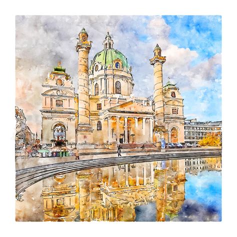 Vienna Austria Watercolor Sketch Hand Drawn Illustration 11888060