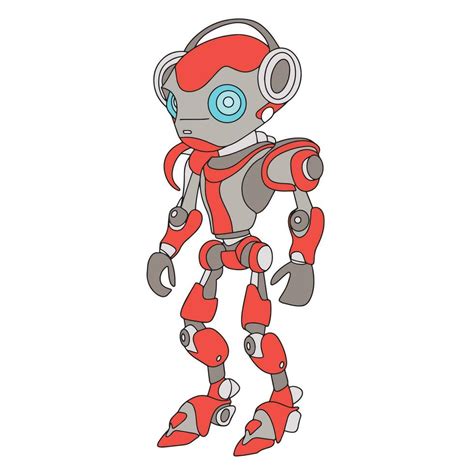 Robot Colored Outline Hand Drawn Doodle Robot Outline Robot Vector