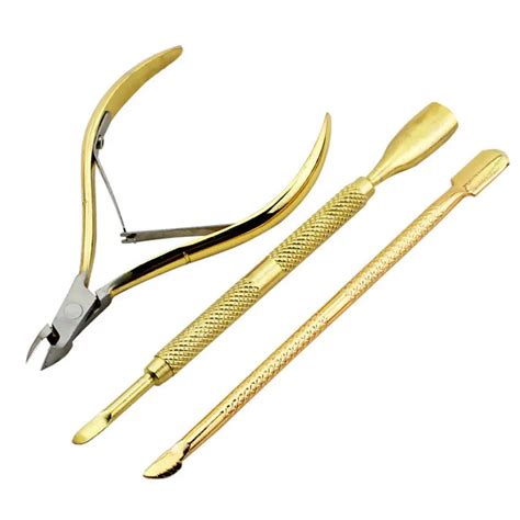 Stainless Steel Nail Cuticle Scissor Gold Cuticle Pushers Nail Clipper ...