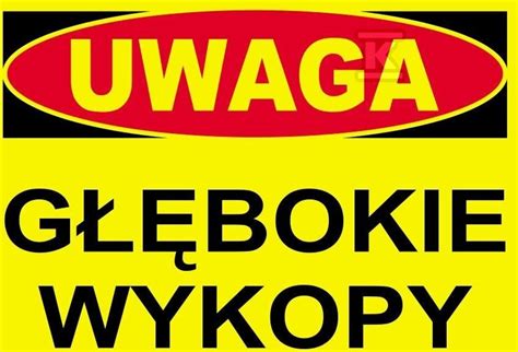 Budowlana tablica ostrzegawcza UWAGA GŁĘBOKIE WYKOPY BTO 9