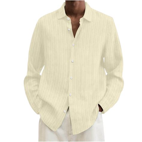 Amtdh Men S Slack Shirt Clearance Cotton Linen Long Sleeve Lapel