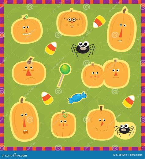 Pumpkin Faces Stickers stock vector. Illustration of character - 57584093