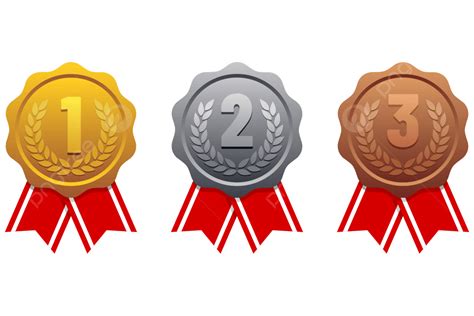 Gold Silver And Bronze Medal With Red White Ribbon Clipart Ribbon