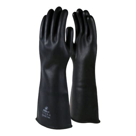 Black Heavyweight Chemical Resistant 60cm Rubber Gauntlet Gloves Protexmart