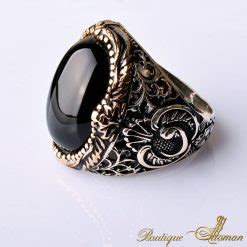 Oval Onyx Stone Classic Silver Ring Boutique Ottoman Exclusive