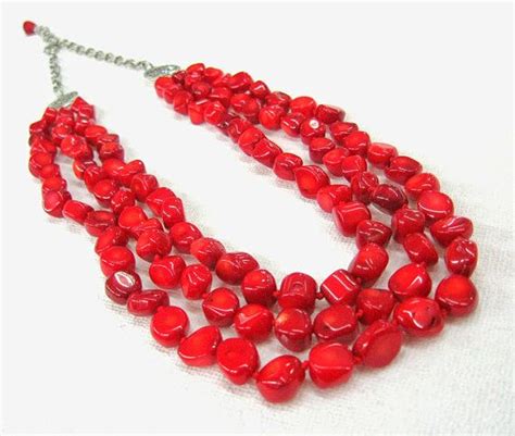 Natural Coral Beaded Necklace Oval Chunky Sponge Corals Folk Style